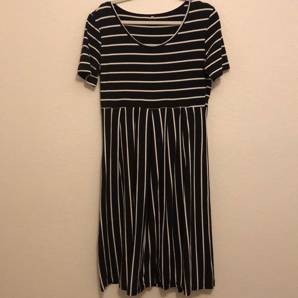 Black and white striped dress